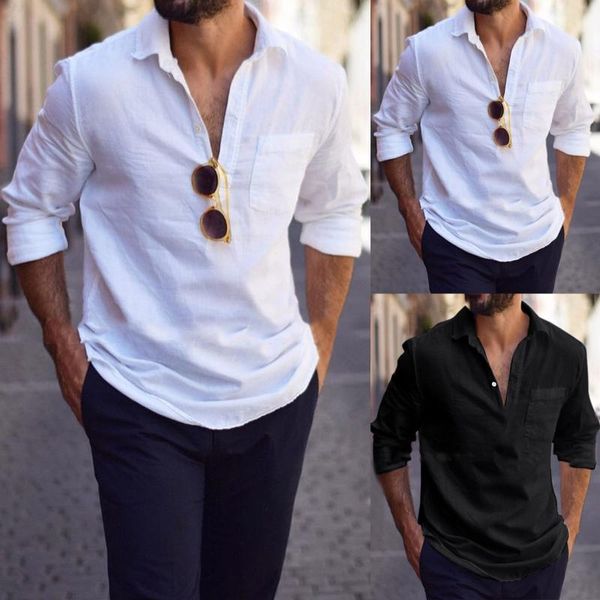 men's casual shirts fall style cotton linen solid color hedging lapel pocket long-sleeved fashion all-match jacket man shirt, White;black
men's casual shirts fall style cotton linen solid color hedging lapel pocket long-sleeved fashion all-match jacket man shirt, White;black