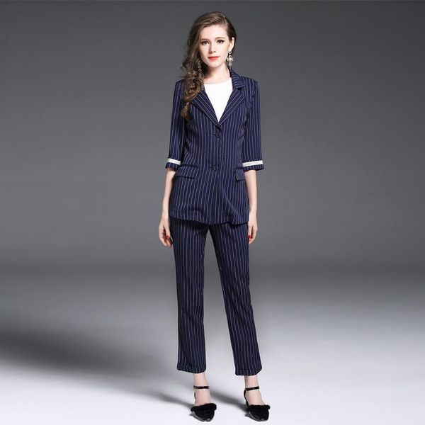 women's suits & blazers ziyi 2021 2 piece pant women casual office business formal work wear sets stripe vestidos mujer, White;black
women's suits & blazers ziyi 2021 2 piece pant women casual office business formal work wear sets stripe vestidos mujer, White;black