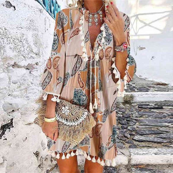 spring vintage v neck tassel party dress women elegant floral print 3 4 sleeve mini dress ladies summer casual beach, Black;gray
spring vintage v neck tassel party dress women elegant floral print 3 4 sleeve mini dress ladies summer casual beach, Black;gray
