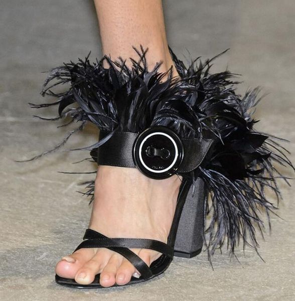 moraima snc runway buckle strap thick heels sandal for woman feather fringed open toe high heel shoes ladies party sandals, Black
moraima snc runway buckle strap thick heels sandal for woman feather fringed open toe high heel shoes ladies party sandals, Black