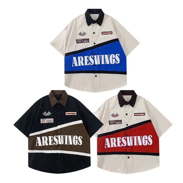 big letter color match streetwear casual summer shirts male and female lapel oversized hawaii short sleeve cotton shirt, White;black
big letter color match streetwear casual summer shirts male and female lapel oversized hawaii short sleeve cotton shirt, White;black