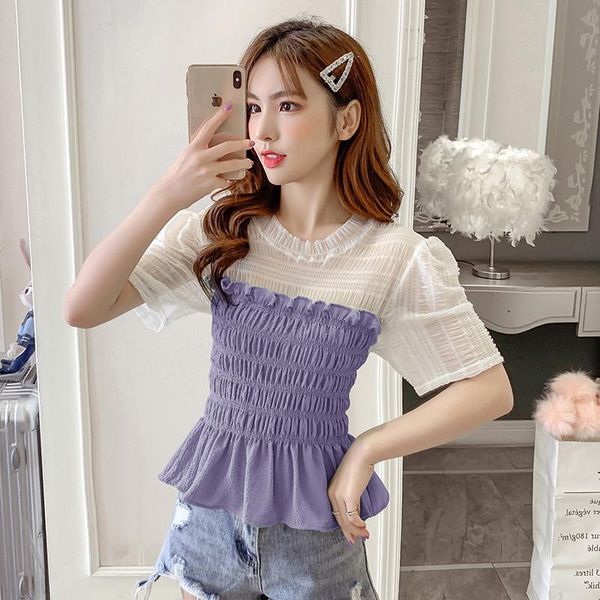 women's blouses & shirts coigarsam short sleeve blouse women patchwork mesh blusas womens and purple green yellow 2303, White
women's blouses & shirts coigarsam short sleeve blouse women patchwork mesh blusas womens and purple green yellow 2303, White