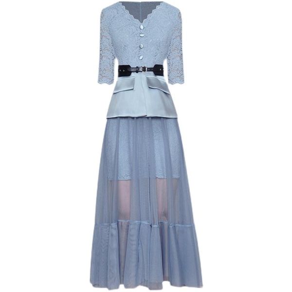 party dresses est nice designer runway v-neck half sleeve lace patchwork gauze dress, White;black
party dresses est nice designer runway v-neck half sleeve lace patchwork gauze dress, White;black