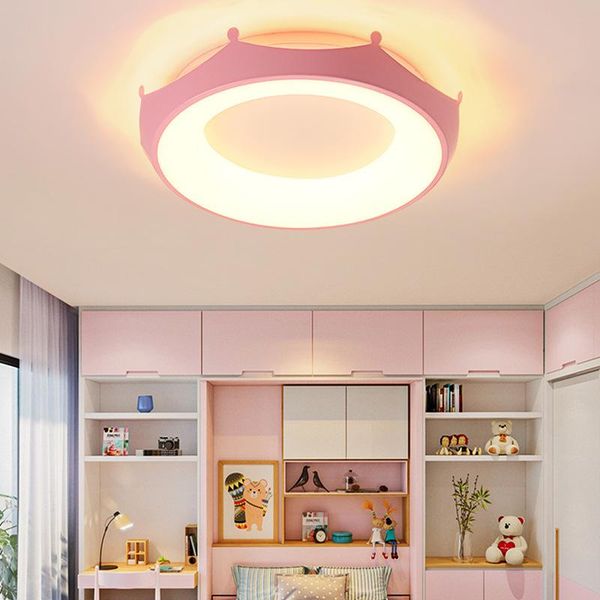 ceiling lights children's room lamp simple romantic wedding girl bedroom pink princess crown cartoon light lb022010