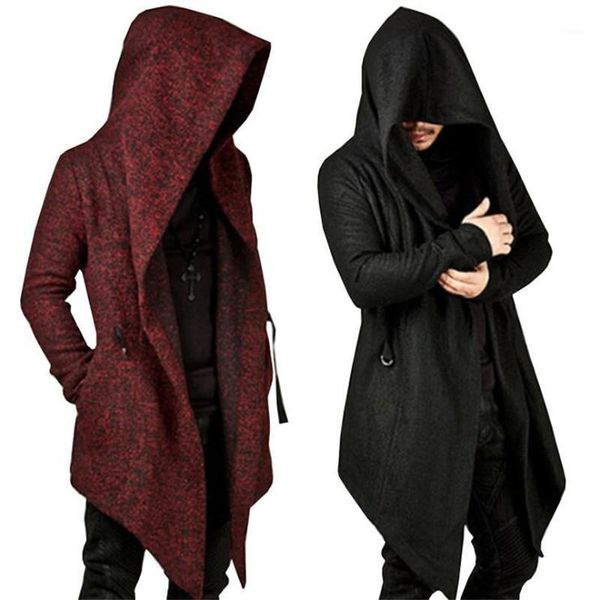 men's sweaters hooded trench coat autumn winter fashion irregular hem solid color punk long sleeve personality slim jacket, White;black
men's sweaters hooded trench coat autumn winter fashion irregular hem solid color punk long sleeve personality slim jacket, White;black