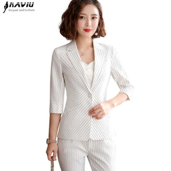 summer business stripes pants suit formal fashion half sleeve slim blazer and trousers office ladies work wear 210604, White;black
summer business stripes pants suit formal fashion half sleeve slim blazer and trousers office ladies work wear 210604, White;black