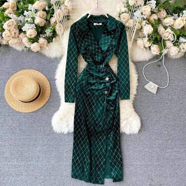 women's dress plaid shine light mature style ladies v-neck folds slim split velvet maxi vestidos female gx1191 casual dresses, Black;gray
women's dress plaid shine light mature style ladies v-neck folds slim split velvet maxi vestidos female gx1191 casual dresses, Black;gray