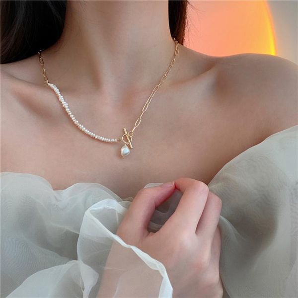 chokers trendy vintage freshwater pearl pendant ot buckle asymmetric necklace clavicle chain for women jewelry gifts, Golden;silver
chokers trendy vintage freshwater pearl pendant ot buckle asymmetric necklace clavicle chain for women jewelry gifts, Golden;silver