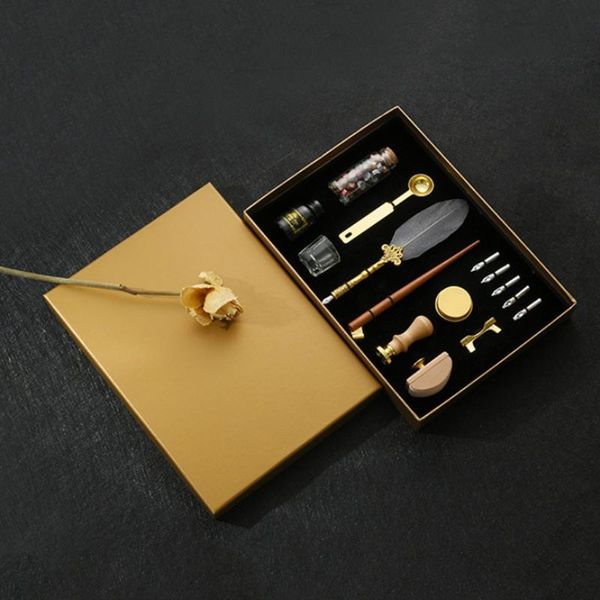 retro calligraphy quill feather dip pen with nibs wax seal stamp holder gift box fountain pens
retro calligraphy quill feather dip pen with nibs wax seal stamp holder gift box fountain pens