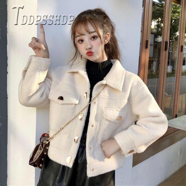 women's jackets korean women coat 2021 loose easy to match short style female outwear imitation lambswool jacket, Black;brown
women's jackets korean women coat 2021 loose easy to match short style female outwear imitation lambswool jacket, Black;brown