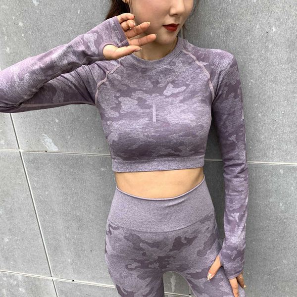 2pcs camouflage yoga set fitnhigh waist leggings long sleeve shirt or sports bra women workout gym sports wear yoga suit x0629, Gray
2pcs camouflage yoga set fitnhigh waist leggings long sleeve shirt or sports bra women workout gym sports wear yoga suit x0629, Gray