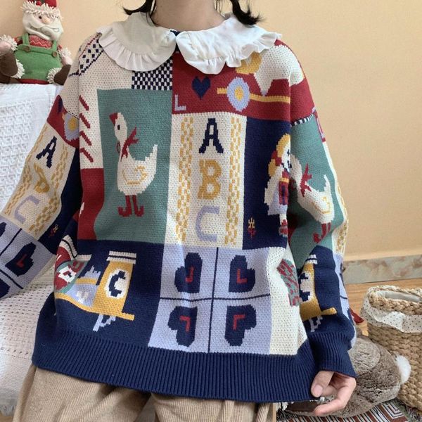 women's sweaters thick sweater kawaii ulzzang loose duck letter casual retro harajuku lovely clothing, White;black
women's sweaters thick sweater kawaii ulzzang loose duck letter casual retro harajuku lovely clothing, White;black