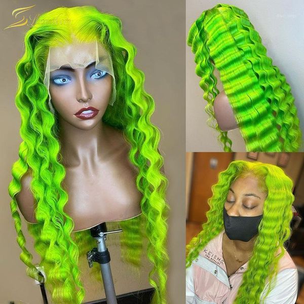 transparent green colored human hair wig deep wave 13x6 lace front wigs preplucked for black women full frontal1, Black;brown
transparent green colored human hair wig deep wave 13x6 lace front wigs preplucked for black women full frontal1, Black;brown