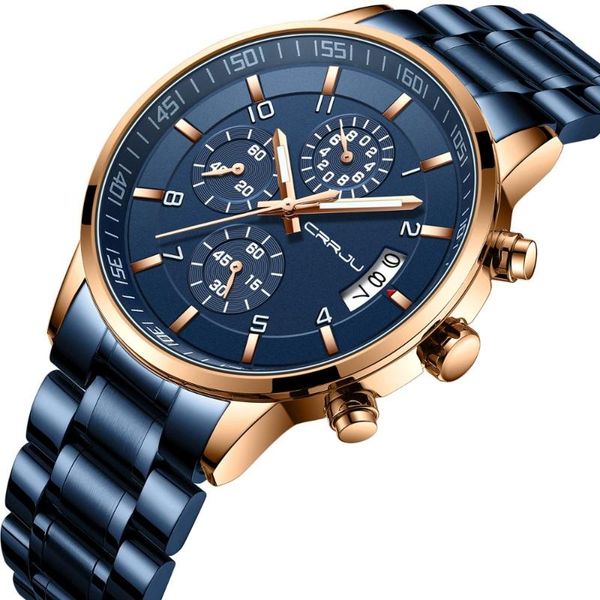 mens watch crrju men chronograph luxury waterproof watches fashion blue business stainless steel for relogio masculino wristwatches, Slivery;brown
mens watch crrju men chronograph luxury waterproof watches fashion blue business stainless steel for relogio masculino wristwatches, Slivery;brown