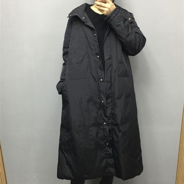 fashion down jacket women's middle long simple warm collar light knee white winter, Black
fashion down jacket women's middle long simple warm collar light knee white winter, Black