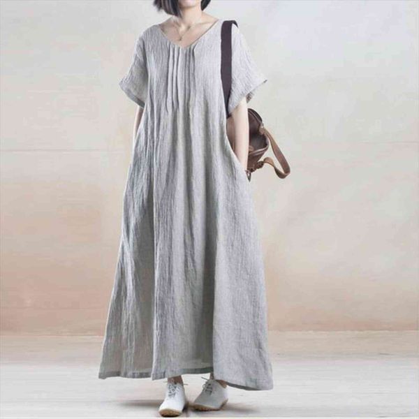 linen vintage solid color women dresses long clothes v neck short sleeve loose casual dress, Black;gray
linen vintage solid color women dresses long clothes v neck short sleeve loose casual dress, Black;gray