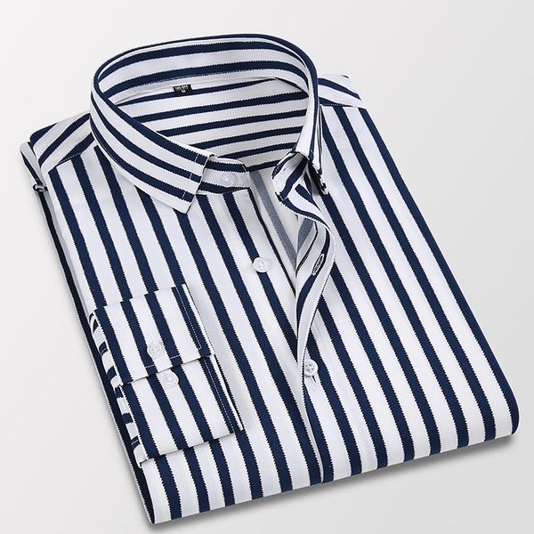 men's casual shirts 2021 mens striped slim thin long-sleeved shirt button plaid business male clothing, White;black
men's casual shirts 2021 mens striped slim thin long-sleeved shirt button plaid business male clothing, White;black