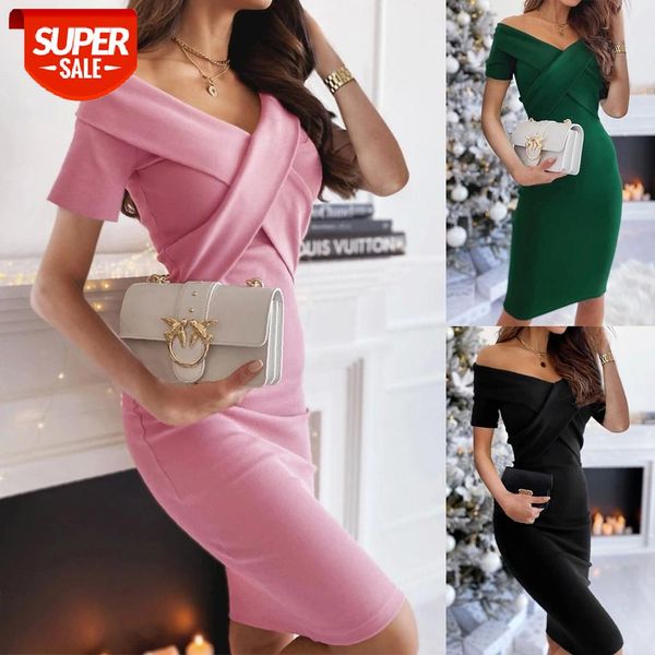 solid color elegant gentle midi dress female off shoulder short sleeve cross v-neck slim fitting temperament #hi9d, White;black
solid color elegant gentle midi dress female off shoulder short sleeve cross v-neck slim fitting temperament #hi9d, White;black