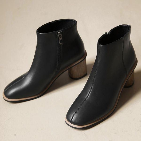 boots women's genuine leather side zip high heel ankle square toe autumn short booties quality elegant ladies warm shoes, Black
boots women's genuine leather side zip high heel ankle square toe autumn short booties quality elegant ladies warm shoes, Black