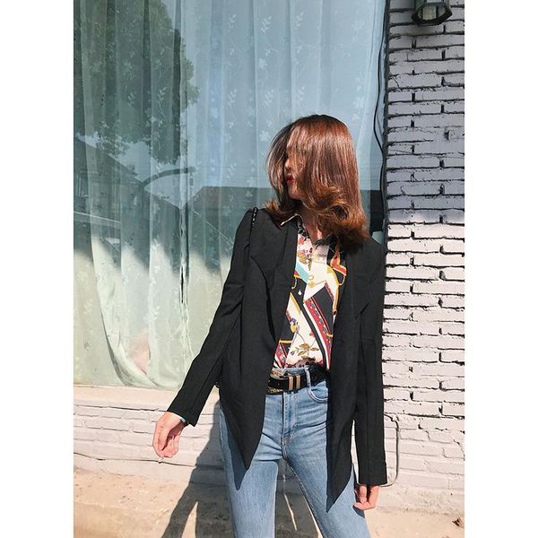 women's suits & blazers autumn women black blazer jacket fashion 2021 none button work office lady suit casual slim business female coa, White;black
women's suits & blazers autumn women black blazer jacket fashion 2021 none button work office lady suit casual slim business female coa, White;black