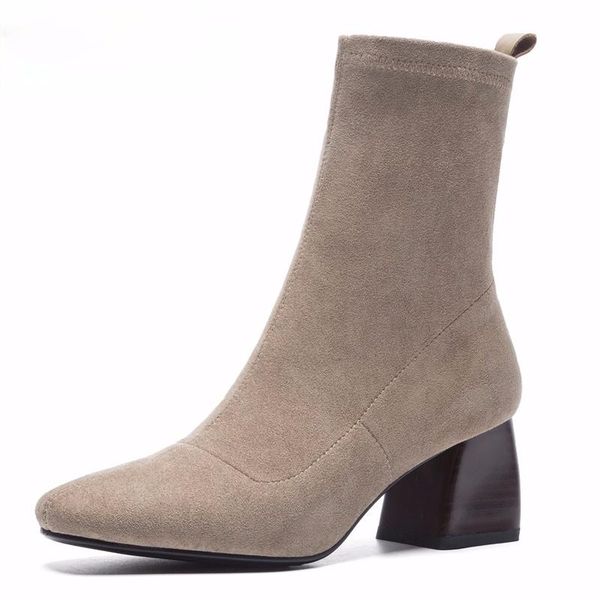 women boots british style flock velvet stretch casual fashion internal leather european and american all match, Black
women boots british style flock velvet stretch casual fashion internal leather european and american all match, Black