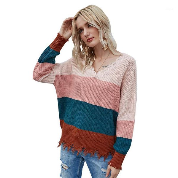 women's fashion v-neck striped stitching sweater long sleeve open back pullover casual autumn/winter turtleneck jumper em* sweaters, White;black
women's fashion v-neck striped stitching sweater long sleeve open back pullover casual autumn/winter turtleneck jumper em* sweaters, White;black