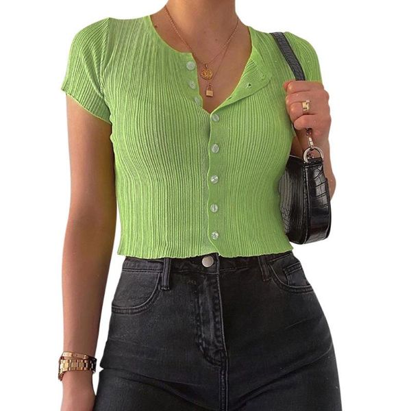 women's t-shirt fashion women ladies t shirt short sleeve button solid exposed umbilicus summer slim casual clothes, White
women's t-shirt fashion women ladies t shirt short sleeve button solid exposed umbilicus summer slim casual clothes, White