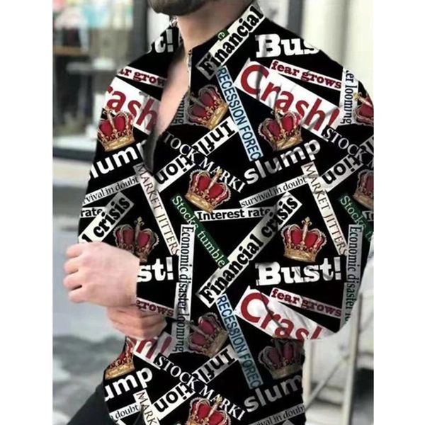 men's casual shirts 2021 luxury crown letter men long sleeve black chemise homme social male club prom shirt man clothing s-3xl, White;black
men's casual shirts 2021 luxury crown letter men long sleeve black chemise homme social male club prom shirt man clothing s-3xl, White;black