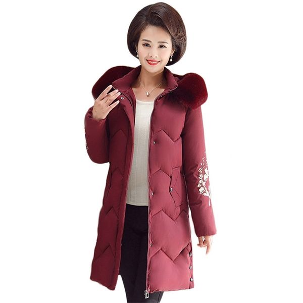 winter coat women embroidery mom cotton jackets red gray plus size thick warmth fur collar hooded feminina lr970 210531, Black
winter coat women embroidery mom cotton jackets red gray plus size thick warmth fur collar hooded feminina lr970 210531, Black