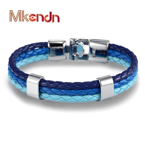 charm bracelets mkendn 2021 high quailty gradient color leather bracelet bangle genuine hand chain buckle friendship men women, Golden;silver
charm bracelets mkendn 2021 high quailty gradient color leather bracelet bangle genuine hand chain buckle friendship men women, Golden;silver