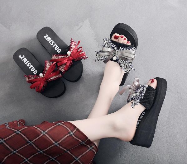 cm high heel women's flip flops ladies casual sandals and slippers female clip feet non-slip wild wedge beach shoes, Black
cm high heel women's flip flops ladies casual sandals and slippers female clip feet non-slip wild wedge beach shoes, Black