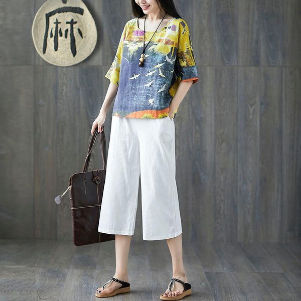 women's two piece pants 2021 summer artistic hipster loose short sleeve cotton linen cropped wide-legged fashion casual - suit, White
women's two piece pants 2021 summer artistic hipster loose short sleeve cotton linen cropped wide-legged fashion casual - suit, White
