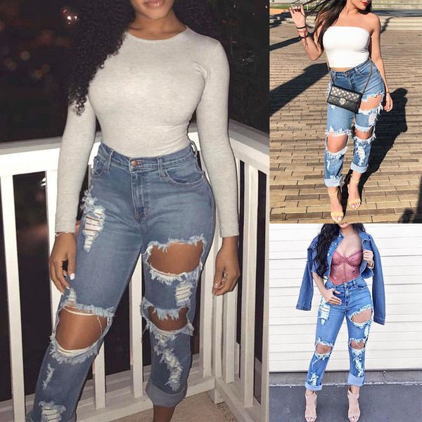 women's jeans hirigin fashion women high waist ripped distressed slim denim pants trouser plus size suits ltwk, Blue
women's jeans hirigin fashion women high waist ripped distressed slim denim pants trouser plus size suits ltwk, Blue