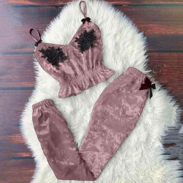 pink 2 pieces pajamas sets womens sleepwears suede beaded embroidered pyjama spring autumn winter homewear, Black;red
pink 2 pieces pajamas sets womens sleepwears suede beaded embroidered pyjama spring autumn winter homewear, Black;red