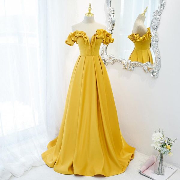party dresses yellow off shoulder luxury lady girl women princess long prom banquet dress gown ship, White;black
party dresses yellow off shoulder luxury lady girl women princess long prom banquet dress gown ship, White;black
