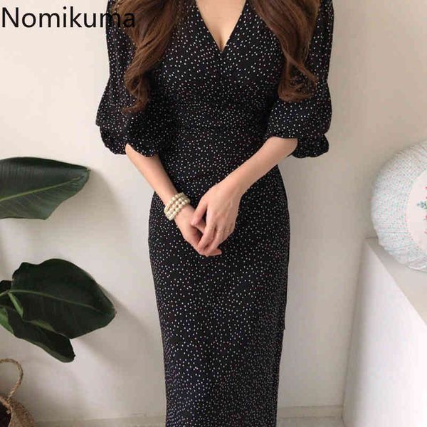 nomikuma polka dot dresses women v neck slim waist vestidos femme korean chic vintage long sleeve dress split retro robe 3d988 210514, Black;gray
nomikuma polka dot dresses women v neck slim waist vestidos femme korean chic vintage long sleeve dress split retro robe 3d988 210514, Black;gray
