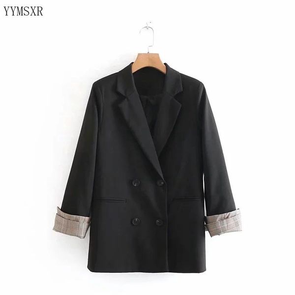women's suits & blazers feminine blazer coat 2021 fall loose black ladies jacket female double-breasted mid-length small suit, White;black
women's suits & blazers feminine blazer coat 2021 fall loose black ladies jacket female double-breasted mid-length small suit, White;black