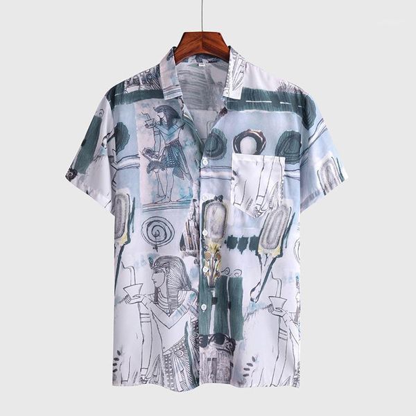 men's casual shirts summer pharaoh cartoon print short sleeve shirt lapel loose, White;black
men's casual shirts summer pharaoh cartoon print short sleeve shirt lapel loose, White;black
