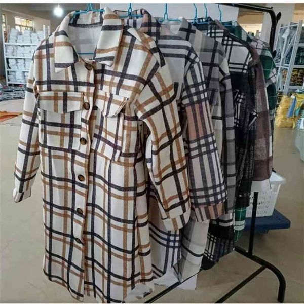xxl autumn spring long sleeve plaid print women shirt jacket casual button turn down collar coat femme overcoat 210520, Black;brown
xxl autumn spring long sleeve plaid print women shirt jacket casual button turn down collar coat femme overcoat 210520, Black;brown