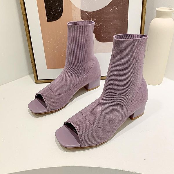 boots spring style women knitted ankle med-heeled women's hollow fish mouth ladies peep toe female elegant sock shoes, Black
boots spring style women knitted ankle med-heeled women's hollow fish mouth ladies peep toe female elegant sock shoes, Black