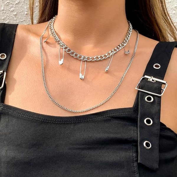 pendant necklaces gothic safety pin necklace for men women punk iron multi layer basic short collar clavicle chain jewelry, Silver
pendant necklaces gothic safety pin necklace for men women punk iron multi layer basic short collar clavicle chain jewelry, Silver