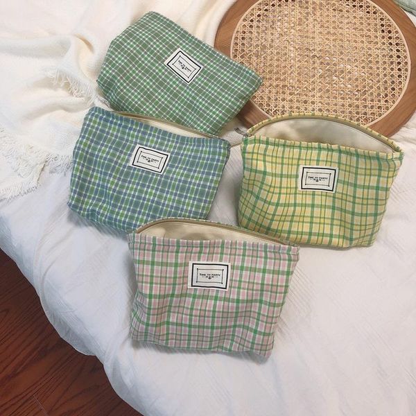 cosmetic bags & cases fashion fresh pink green grid canvas women's makeup bag business trip organizer zipper cosmetics handbags
cosmetic bags & cases fashion fresh pink green grid canvas women's makeup bag business trip organizer zipper cosmetics handbags