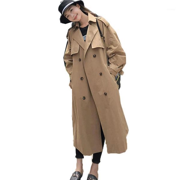 women's trench coats coat female 2021 spring autumn korean loose double breasted khaki feminino chic overcoat women, Tan;black
women's trench coats coat female 2021 spring autumn korean loose double breasted khaki feminino chic overcoat women, Tan;black