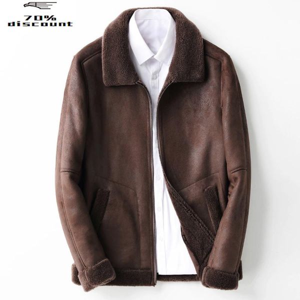 men's leather & faux real fur coat winter jacket men sheep shearling 200% wool warmjackets chaqueta hombre kfs28m228 my2038, Black
men's leather & faux real fur coat winter jacket men sheep shearling 200% wool warmjackets chaqueta hombre kfs28m228 my2038, Black