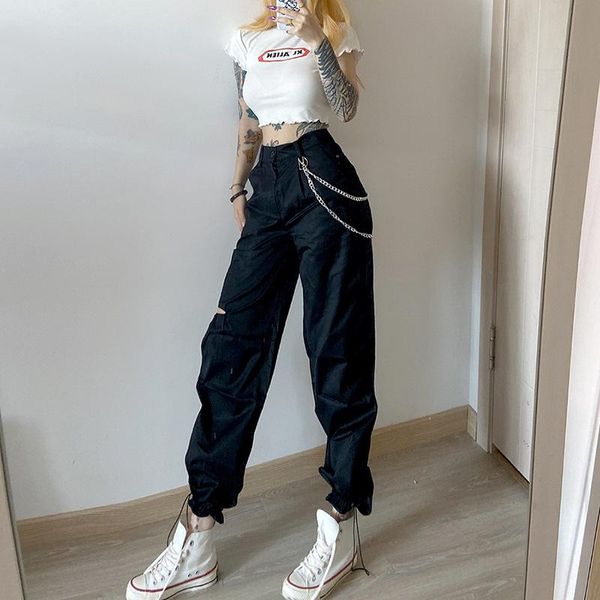 women's pants & capris hip hop black joggers women high waist jogger destoried ladies streetwear causal ripped trousers loose fit, Black;white
women's pants & capris hip hop black joggers women high waist jogger destoried ladies streetwear causal ripped trousers loose fit, Black;white