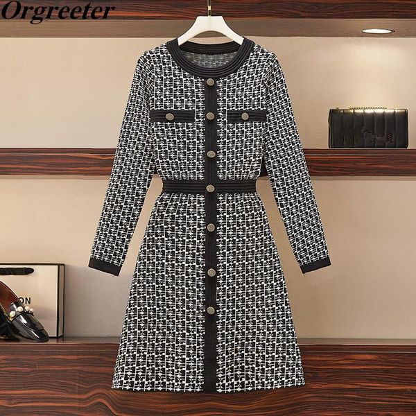 casual dresses fall winter houndstooth sweater women vestidos o-neck long sleeve single-breasted plaid short knitted dress robes, Black;gray
casual dresses fall winter houndstooth sweater women vestidos o-neck long sleeve single-breasted plaid short knitted dress robes, Black;gray