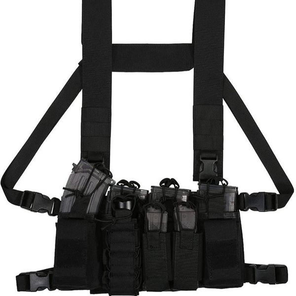 hunting jackets tactical chest rig paintball rigs pistol harness holster men training holder bag vest, Camo;black
