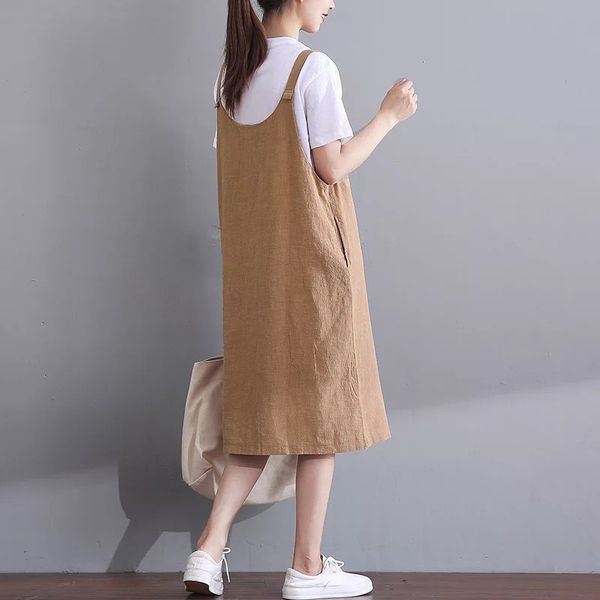 factorya5k3 literature and art loose large cotton hemp summer strap skirt casual dress, White;black
factorya5k3 literature and art loose large cotton hemp summer strap skirt casual dress, White;black