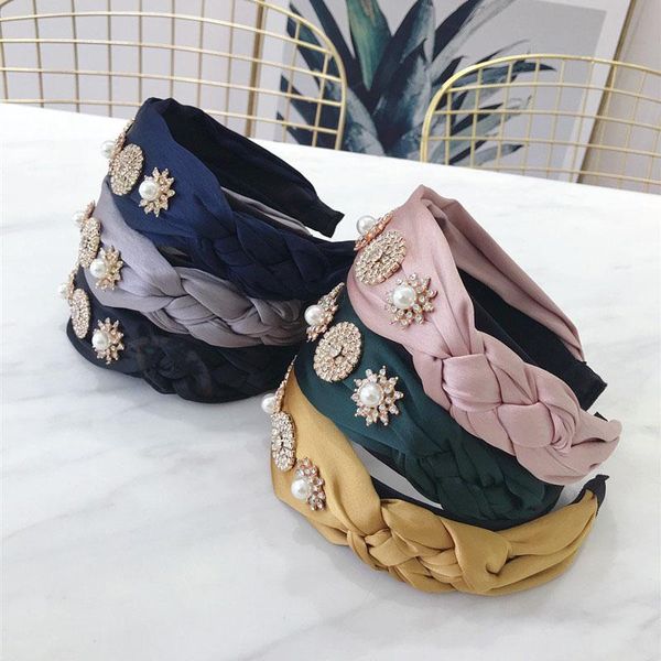 summer satin braided knotted hairband with metal flower rhinestone headband hair accessories
summer satin braided knotted hairband with metal flower rhinestone headband hair accessories