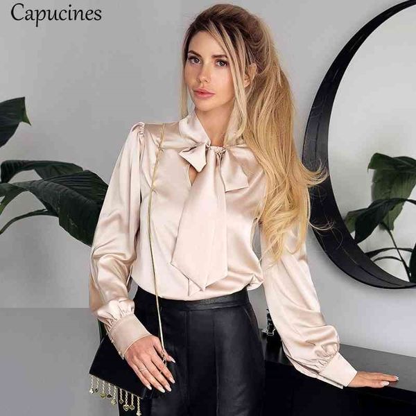 fashion bow tie imitation silk blouses women spring autumn long sleeves satin shirt korean chic solid office lady work wear 210410, White
fashion bow tie imitation silk blouses women spring autumn long sleeves satin shirt korean chic solid office lady work wear 210410, White